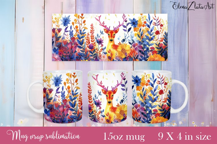 Flowers Mug Sublimation, Floral Design Mug example image 1