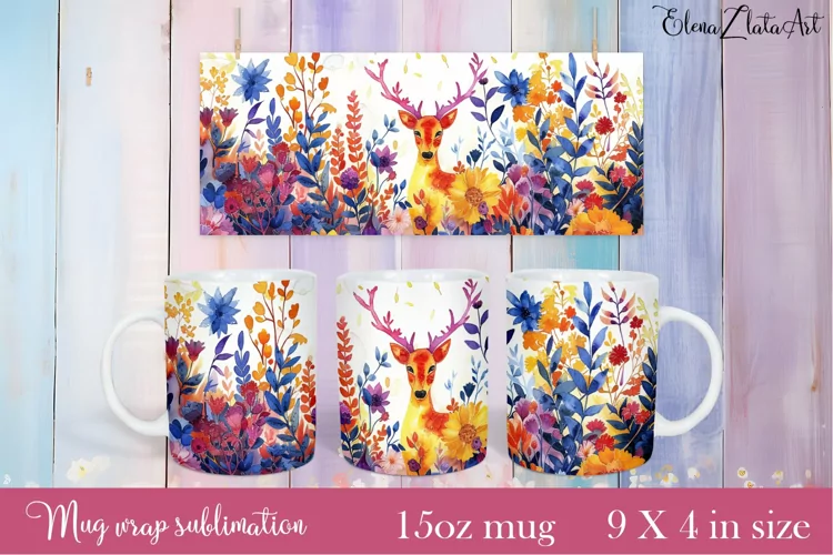 Flowers Mug Sublimation, Floral Design Mug