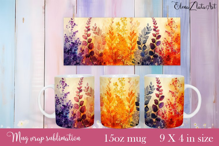 Flowers Mug Sublimation, Floral Design Mug example image 1