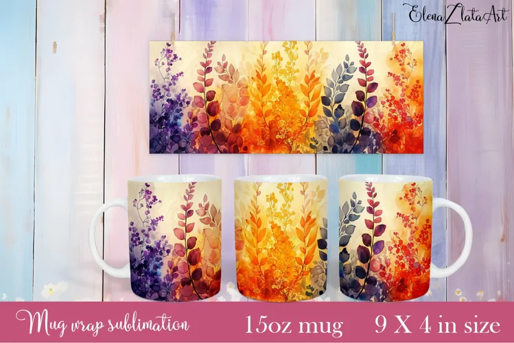 Flowers Mug Sublimation, Floral Design Mug
