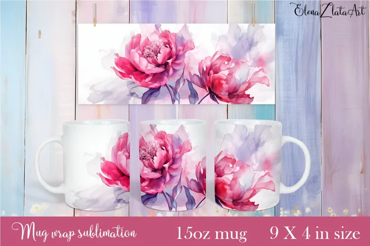 Flowers Mug Sublimation, Floral Design Mug