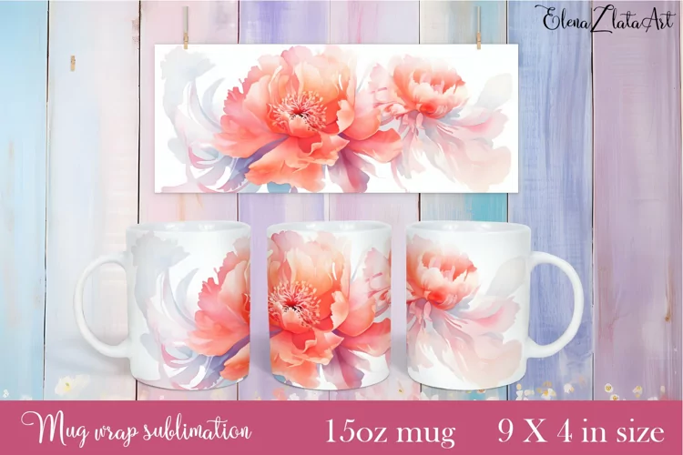 Flowers Mug Sublimation, Floral Design Mug