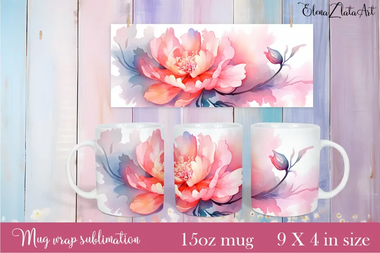 Flowers Mug Sublimation, Floral Design Mug