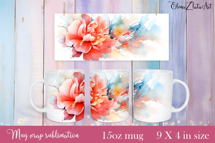 Flowers Mug Sublimation, Floral Design Mug example image 1