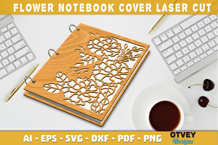 Flower Notebook Cover LaserCut | Wooden Notebook Cover