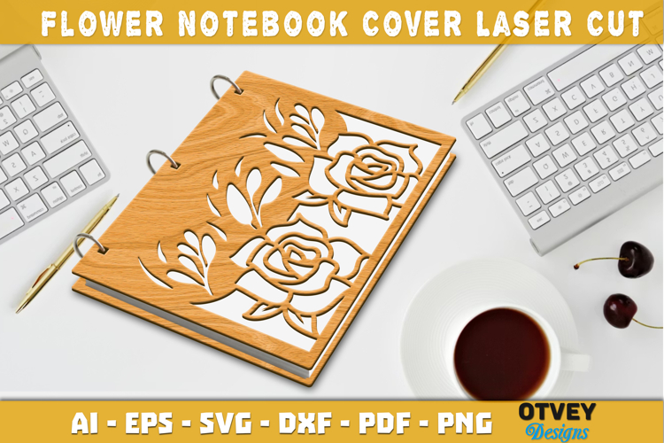 Flower Notebook Cover LaserCut | Wooden Notebook Cover