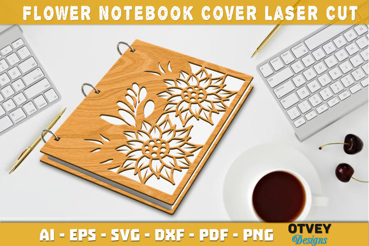Flower Notebook Cover LaserCut | Wooden Notebook Cover