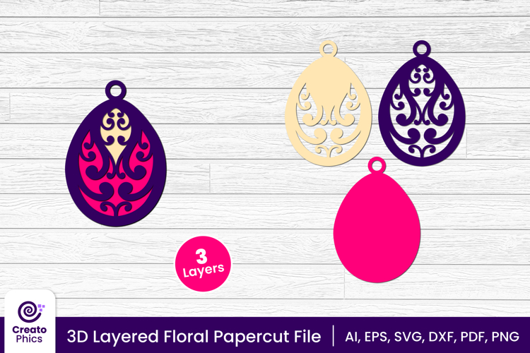 3D layered floral papercut SVG | flower laser cutting file