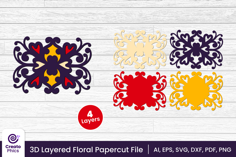 3D layered floral papercut SVG | flower laser cutting file
