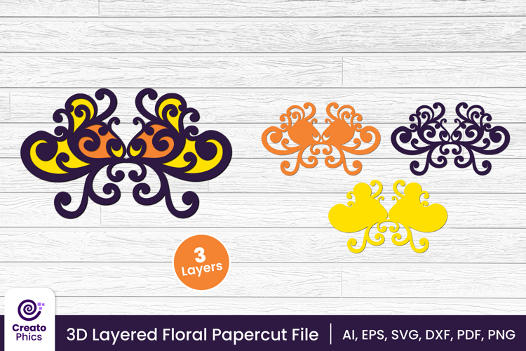 3D layered floral papercut SVG | flower laser cutting file