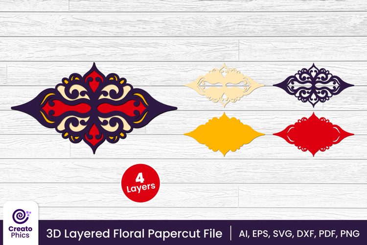 3D layered floral papercut SVG | flower laser cutting file