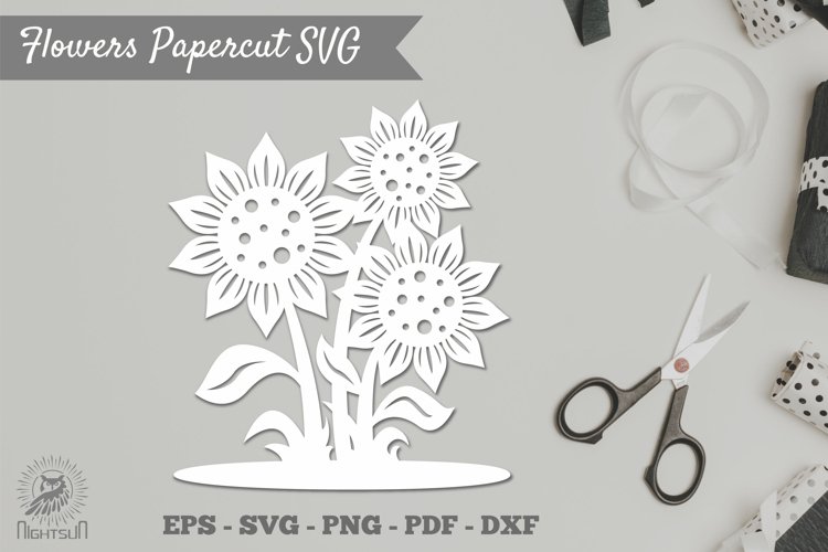 Flower Papercut SVG example image 1