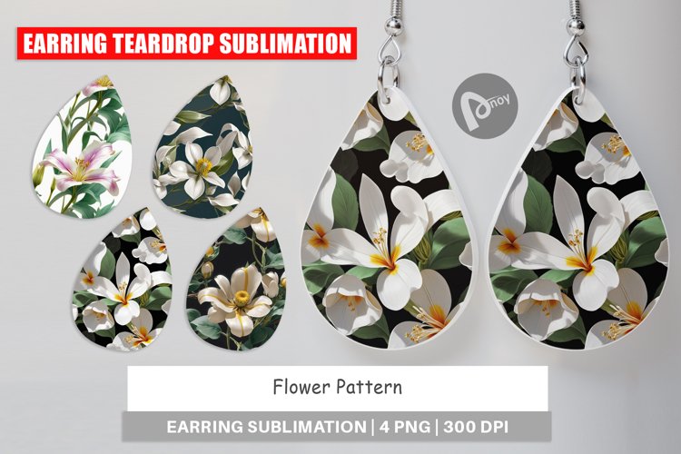 Earring Teardrop Flower Pattern