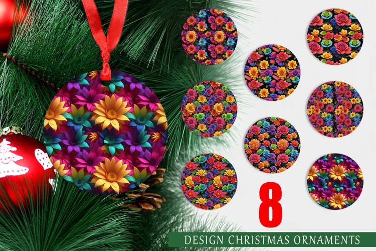 3D Flower Colorful Christmas Ornaments