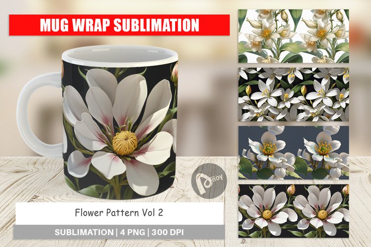 Mug Wrap Design Flower Pattern