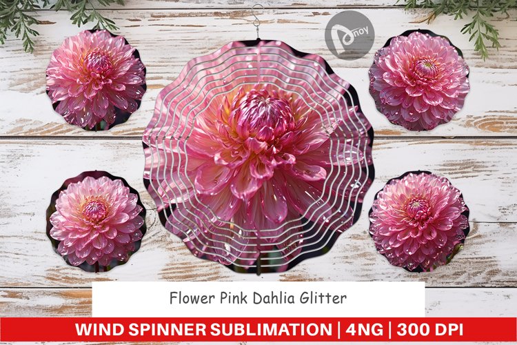 Wind Spinner Flower Pink Dahlia Glitter