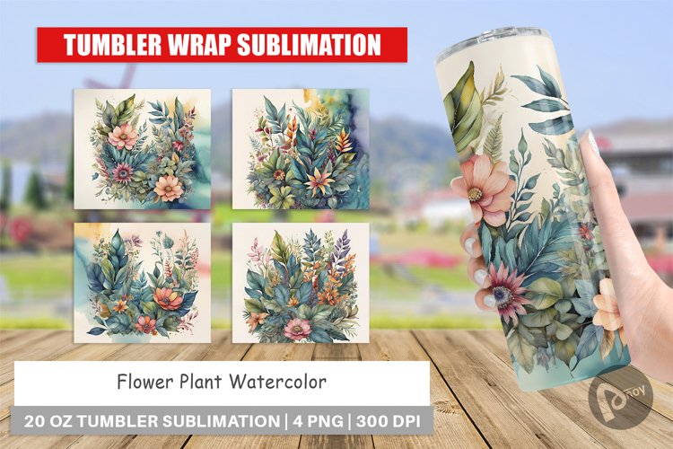 Tumbler Sublimation Wra Flower Plant Watercolorp