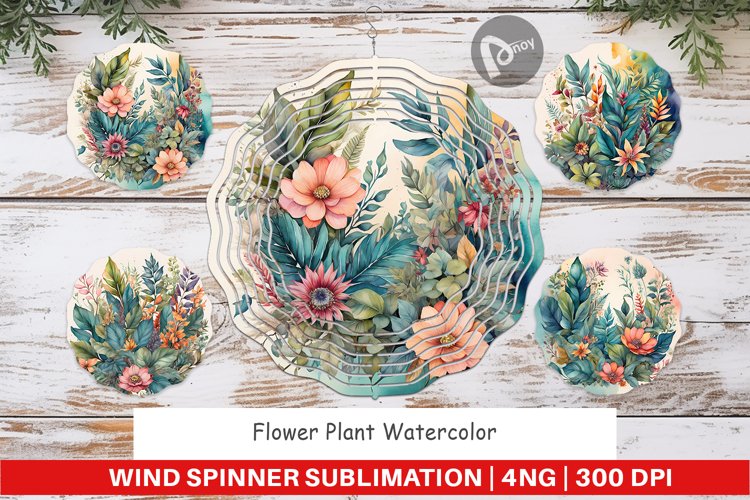 Wind Spinner Flower Plant Watercolor