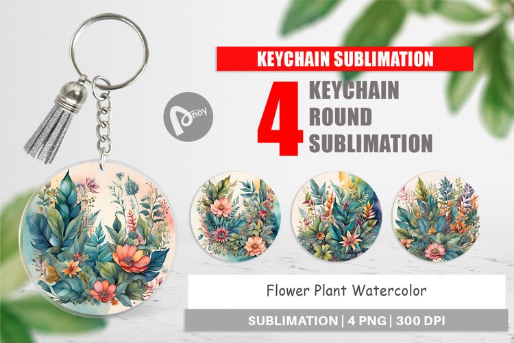 Keychain Flower Plant Watercolor