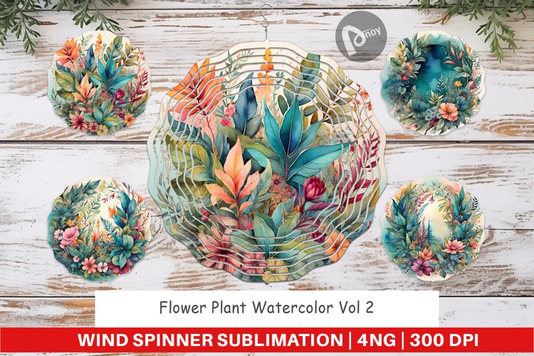 Wind Spinner Flower Plant Watercolor