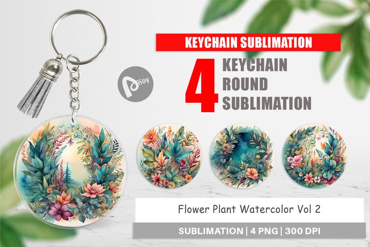 Keychain Flower Plant Watercolor