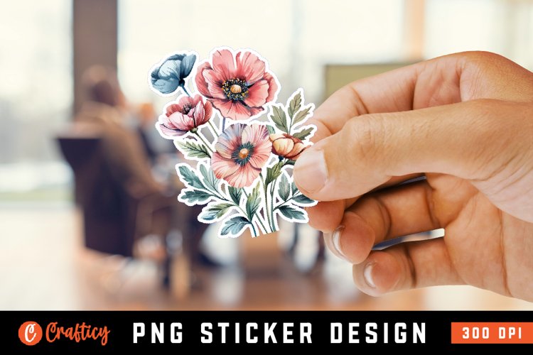 Flower Printable Sticker,Printable Sticker,Botanical Sticker