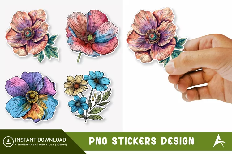 Flower Printable Sticker Clipart,Botanical Sticker