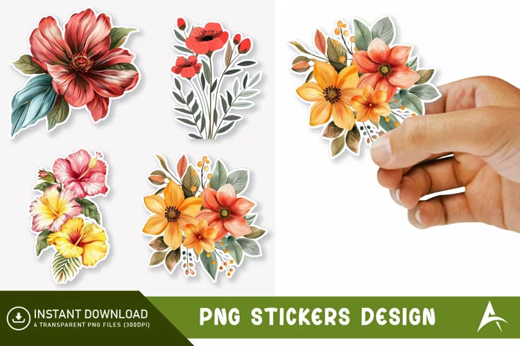 Flower Printable Sticker Clipart,Botanical Sticker