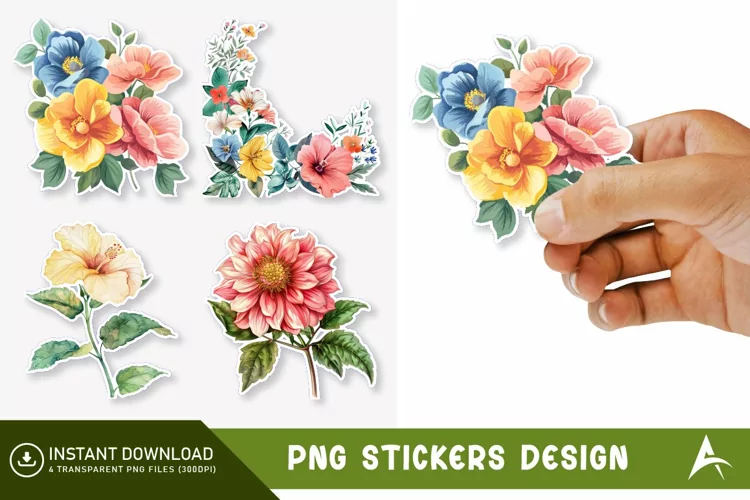 Flower Printable Sticker Clipart,Botanical Sticker