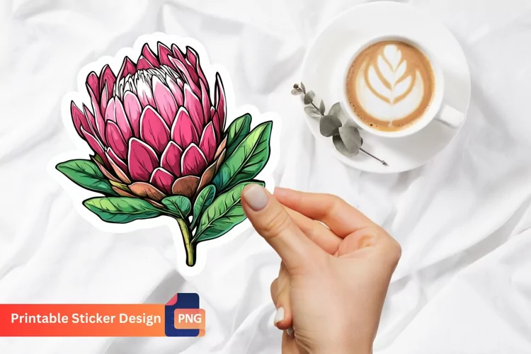 Flower Protea Sticker, Tropical Flower Sticker