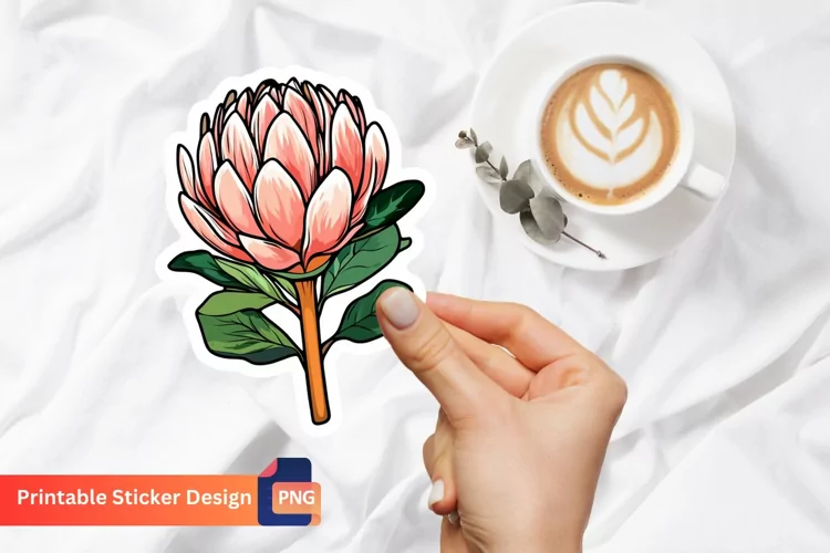 Flower Protea Sticker, Tropical Flower Sticker