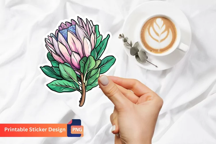 Flower Protea Sticker, Tropical Flower Sticker