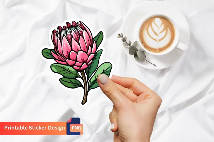 Flower Protea Sticker, Tropical Flower Sticker