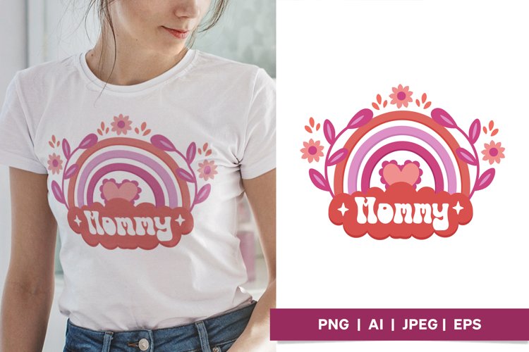 Mommy & Floral Rainbow in Bright Pink for Mother's Day example image 1