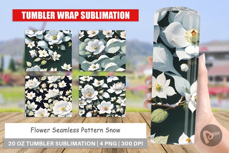 Tumbler Sublimation Wrap Flower Seamless Pattern