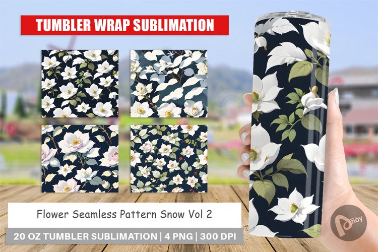 Tumbler Sublimation Wrap Flower Seamless Pattern