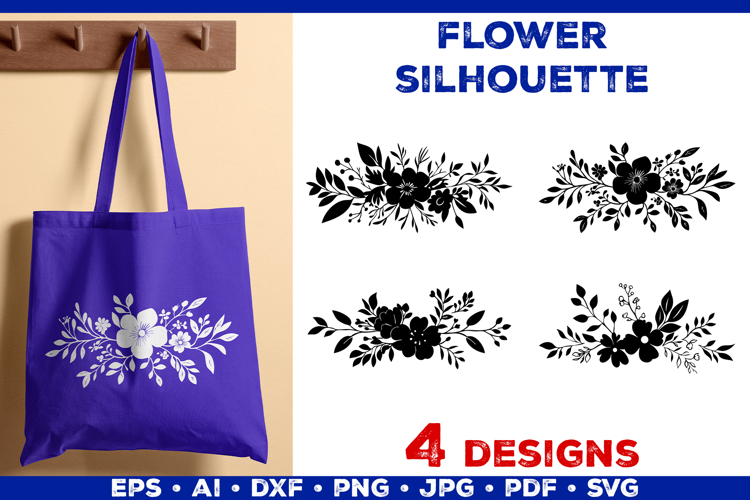 Elegant Floral Bouquet Silhouette SVG Botanical Design