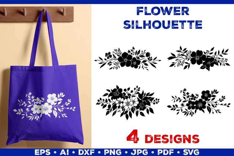 Elegant Floral Bouquet Silhouette SVG Botanical Design