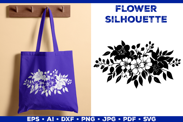 Elegant Floral Bouquet Silhouette SVG Botanical Design