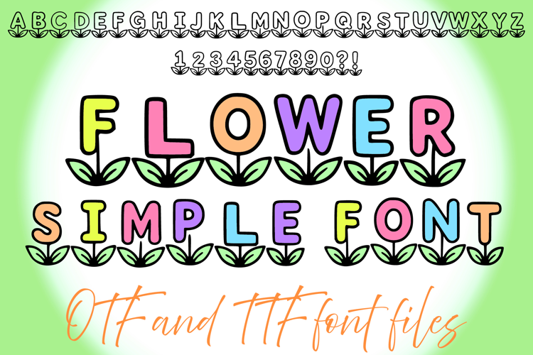 Flower Simple Alphabet Lettering ABC Text Font Floral Type