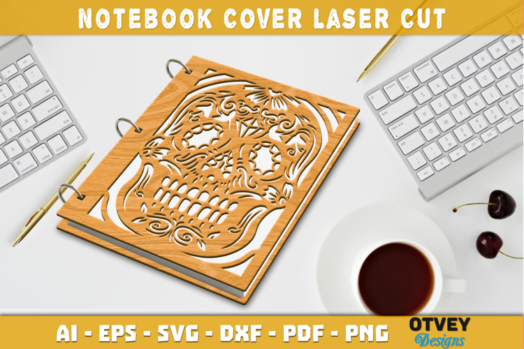 Flower Skull Cover Notebokk Lasercut