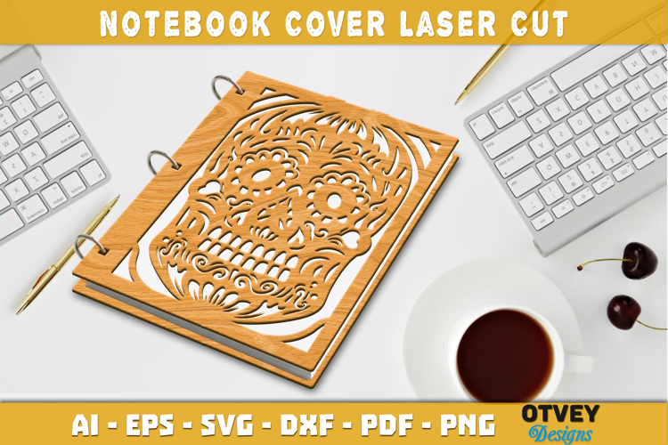 Flower Skull Cover Notebokk Lasercut