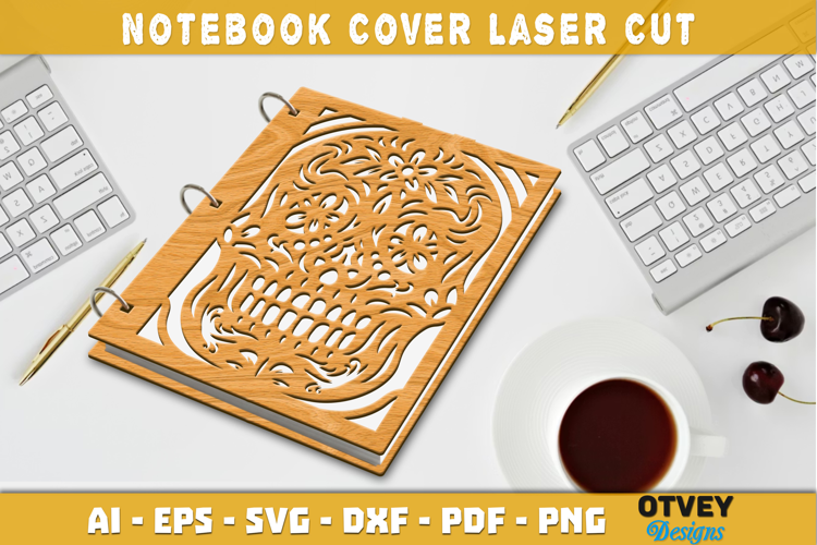 Flower Skull Cover Notebokk Lasercut