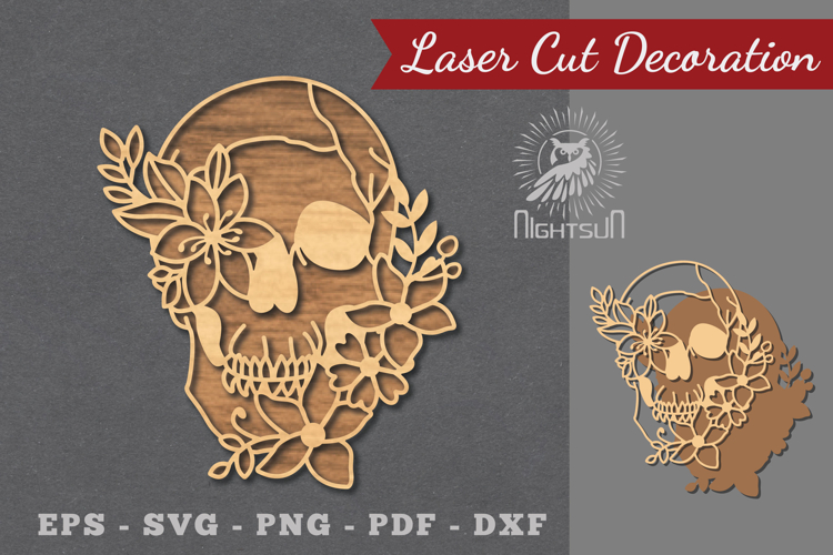 Flower Skull Laser Cut Decoration
