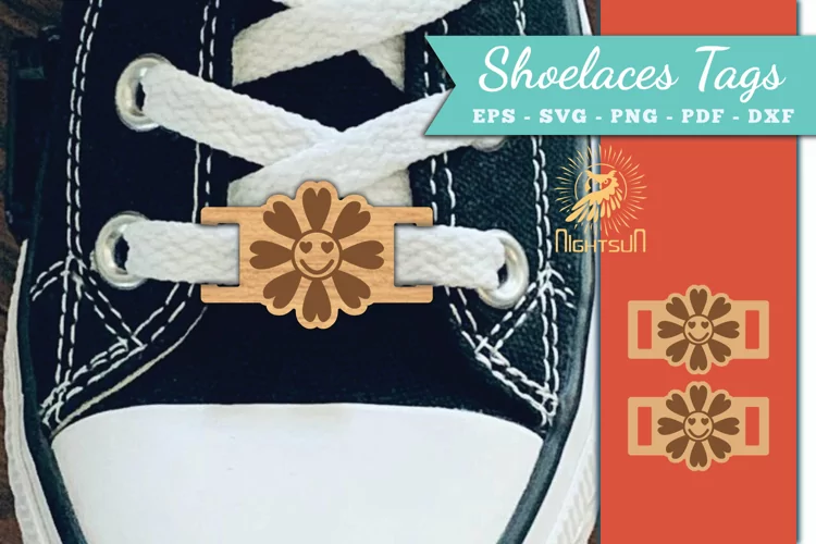 Flower Smile Shoelaces Tags Laser Cut SVG