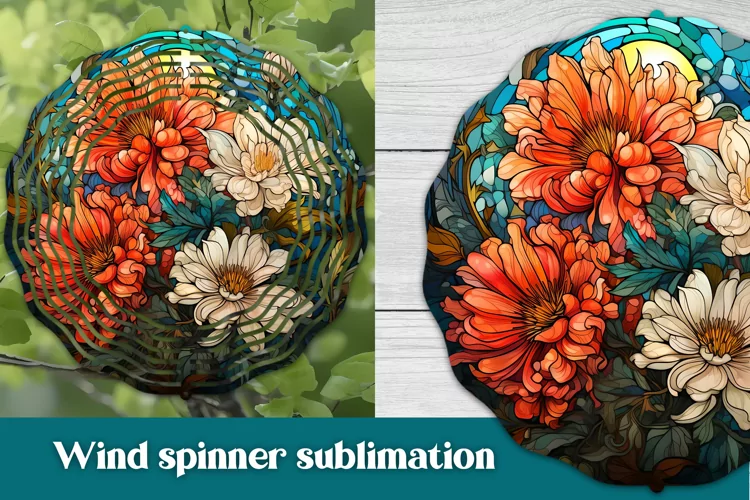 Stained glass wind spinner | Flower wind spinner sublimation