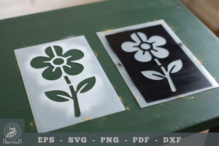 Flower Stencil Template 01 example image 1