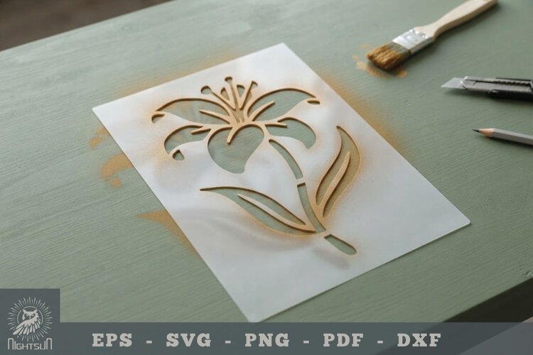 Flower Stencil Template 05 example image 1