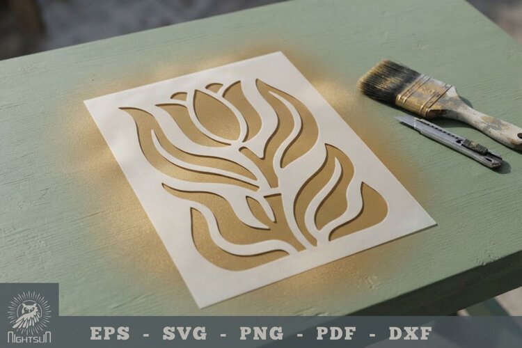 Flower Stencil Template 06 example image 1