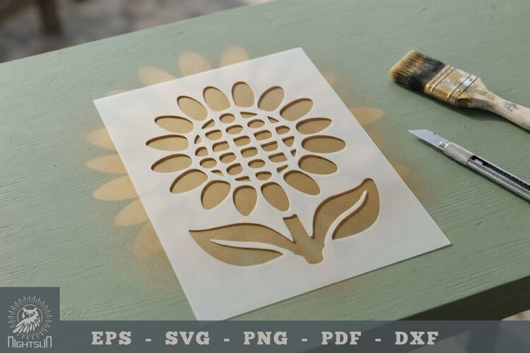 Flower Stencil Template 07 example image 1